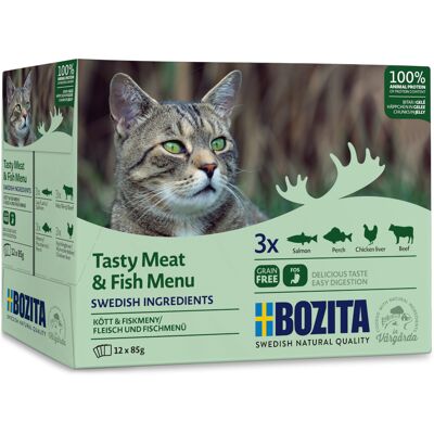 Bozita Stukjes in Gelei Pouch 12 x 85 g Kattenvoer - Mixpaket Fisch & Fleisch Menü (4 Sorten) Bozita Stukjes in Gelei Pouch 12 x 85 g Kattenvoer - Mixpaket Fisch & Fleisch Menü (4 Sorten)