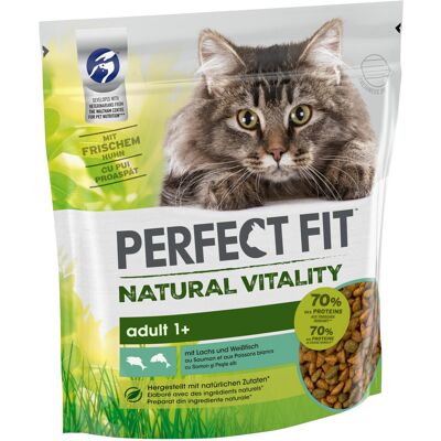 6x650gPerfect Fit Natural Vitality Adult 1+ Zalm en Witvis Droogvoer Katten 6x650gPerfect Fit Natural Vitality Adult 1+ Zalm en Witvis Droogvoer Katten