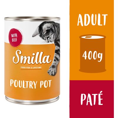 24x400g Gevogelte- en Vispannetje Mals Gevogelte met Rund Smilla Kattenvoer 24x400g Gevogelte- en Vispannetje Mals Gevogelte met Rund Smilla Kattenvoer
