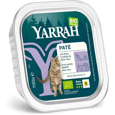 Yarrah BIO Paté 16 x 100 g - Bio-Kip & Bio-Kalkoen met Bio-Aloe Vera Yarrah BIO Paté 16 x 100 g - Bio-Kip & Bio-Kalkoen met Bio-Aloe Vera