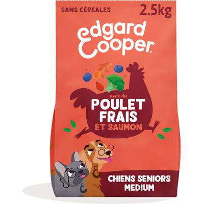 Edgard & Cooper Medium Senior Hond Kip & Zalm graanvrij - 2,5 kg Edgard & Cooper Medium Senior Hond Kip & Zalm graanvrij - 2,5 kg