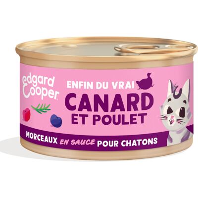12x85g Edgard & Cooper Kitten Brokken in graanvrije sauce eend, kip - Kattenvoer 12x85g Edgard & Cooper Kitten Brokken in graanvrije sauce eend, kip - Kattenvoer