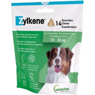 Vetoquinol 14 Chews voor Middelgrote Honden Zylkene Rustgevende Kauwsnackjes Vetoquinol 14 Chews voor Middelgrote Honden Zylkene Rustgevende Kauwsnackjes