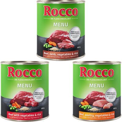 6x800g Gemengd probeerpakket Menue 3 verschillende soorten Rocco Hondenvoer 6x800g Gemengd probeerpakket Menue 3 verschillende soorten Rocco Hondenvoer