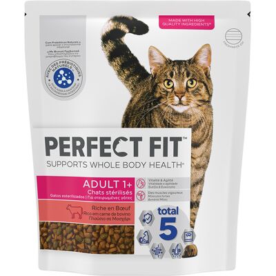 5x1,4kg Sterile 1+ Rijk aan Rund Perfect Fit Kattenvoer 5x1,4kg Sterile 1+ Rijk aan Rund Perfect Fit Kattenvoer