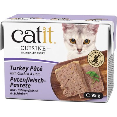 12x95g Catit Cuisine Paté Kalkoen met Kip & Ham natvoer voor katten 12x95g Catit Cuisine Paté Kalkoen met Kip & Ham natvoer voor katten