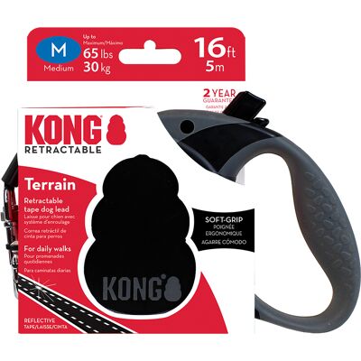 Kong Terrain Intrekbare Leiband Zwart M, ca.30kg hond Kong Terrain Intrekbare Leiband Zwart M, ca.30kg hond