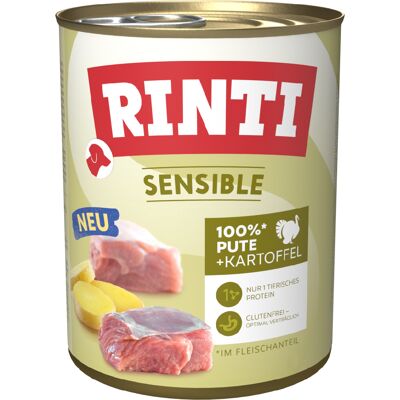 Rinti Sensible 6 x 800 g - Kalkoen & aardappel Rinti Sensible 6 x 800 g - Kalkoen & aardappel
