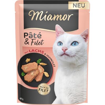 Voordeelpakket: 30x85g Miamor Pâté & Filet Zalm natvoer voor katten Voordeelpakket: 30x85g Miamor Pâté & Filet Zalm natvoer voor katten