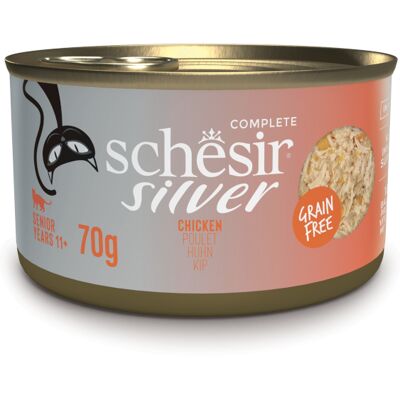12x70g Schesir Silver Senior Kip natvoer voor katten 12x70g Schesir Silver Senior Kip natvoer voor katten