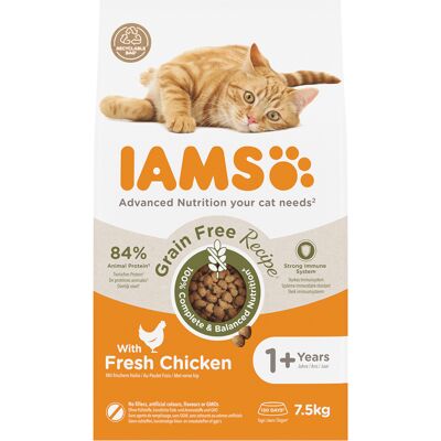 7,5kg IAMS IAMS Advanced Nutrition Graanvrij met kip droogvoer voor katten 7,5kg IAMS IAMS Advanced Nutrition Graanvrij met kip droogvoer voor katten