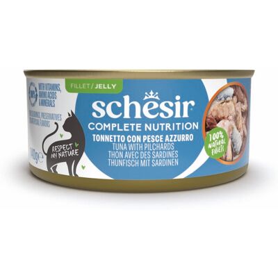 6x140g Tonijn met sardines Schesir Complete Nutrition in gelei natvoer voor katten 6x140g Tonijn met sardines Schesir Complete Nutrition in gelei natvoer voor katten