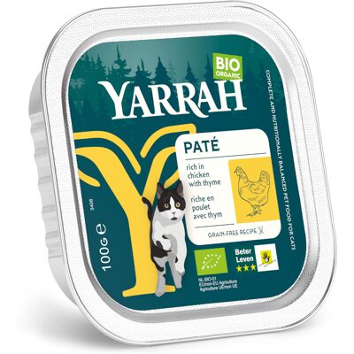 16x100g Yarrah BIO Paté Kip & Tijm Natvoer voor katten 16x100g Yarrah BIO Paté Kip & Tijm Natvoer voor katten