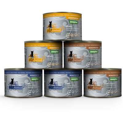 24x200g kalkoen, kangoeroe, wild zwijn mix pack catz finefood monoprotein zooplus nat kattenvoer 24x200g kalkoen, kangoeroe, wild zwijn mix pack catz finefood monoprotein zooplus nat kattenvoer