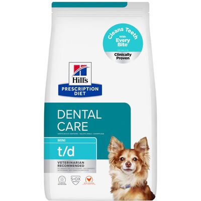 3kg Canine T/D Dental Care Mini met Kip Hill's Prescription Diet Hondenvoer 3kg Canine T/D Dental Care Mini met Kip Hill's Prescription Diet Hondenvoer
