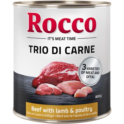 6x800g Trio di Carne Rund, Lam & Gevogelte Rocco Hondenvoer 6x800g Trio di Carne Rund, Lam & Gevogelte Rocco Hondenvoer
