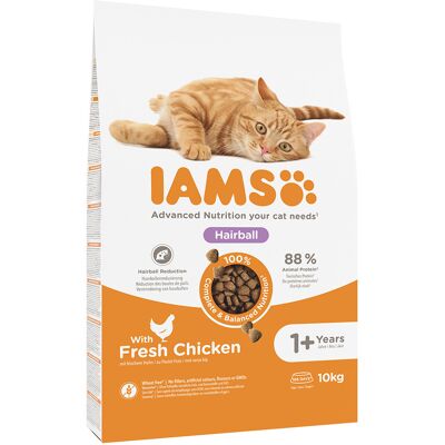 10kg Iams Adult Hairball Control Kattenvoer 10kg Iams Adult Hairball Control Kattenvoer