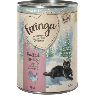Limited Edition: Feringa Single Meat Wintermenu Pulled Turkey met Pastinaak Kattenvoer 6 x 410 g Limited Edition: Feringa Single Meat Wintermenu Pulled Turkey met Pastinaak Kattenvoer 6 x 410 g