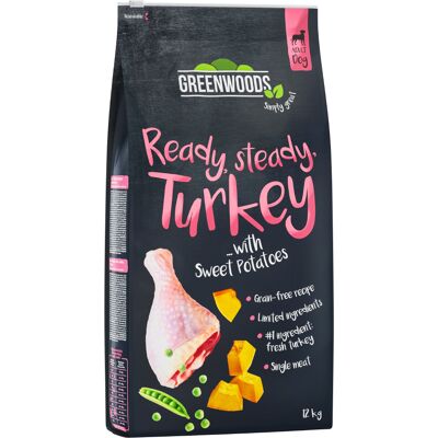 12kg Kalkoen met Zoete Aardappel, Erwten en Pompoen Greenwoods Hondenvoer 12kg Kalkoen met Zoete Aardappel, Erwten en Pompoen Greenwoods Hondenvoer