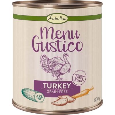 6x800g Menu Gustico Kalkoen met Zoete Aardappel, Courgette & Wortel Lukullus Hondenvoer 6x800g Menu Gustico Kalkoen met Zoete Aardappel, Courgette & Wortel Lukullus Hondenvoer
