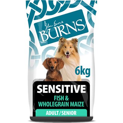 Burns Adult & Senior Sensitive - Vis & Volkoren Maïs - 6kg Burns Adult & Senior Sensitive - Vis & Volkoren Maïs - 6kg
