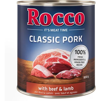 Rocco Classic Pork 6 x 800 g Hondenvoer Rund & Lam Rocco Classic Pork 6 x 800 g Hondenvoer Rund & Lam