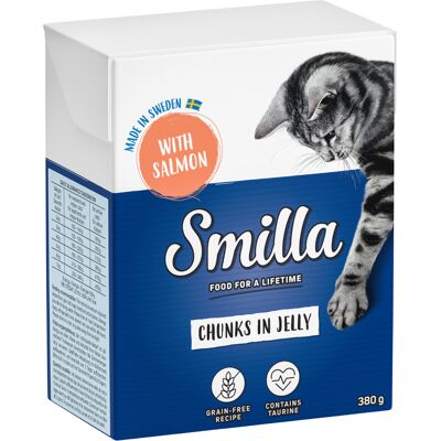 Smilla Hapjes in Saus 24 x 370 en Smilla Hapjes in Gelei 24 x 380 g Kattenvoer - Zalm in Gelei Smilla Hapjes in Saus 24 x 370 en Smilla Hapjes in Gelei 24 x 380 g Kattenvoer - Zalm in Gelei
