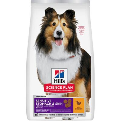 14kg Adult Sensitive Stomach & Skin Medium met Kip Hill's Science Plan Hondenvoer 14kg Adult Sensitive Stomach & Skin Medium met Kip Hill's Science Plan Hondenvoer