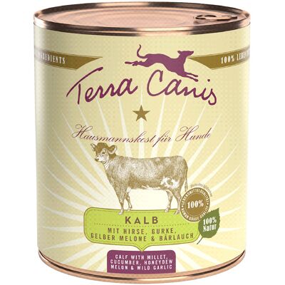 Terra Canis 6 x 800 g - Kalfsvlees met gierst, komkommer, gele meloen en wilde knoflook Terra Canis 6 x 800 g - Kalfsvlees met gierst, komkommer, gele meloen en wilde knoflook