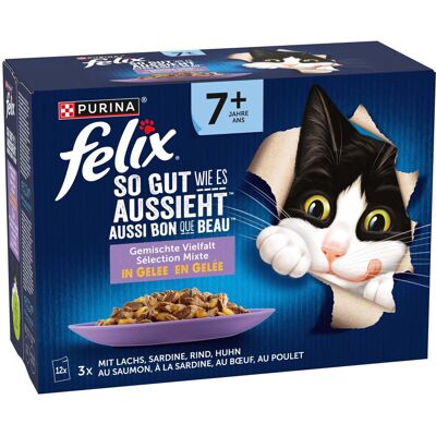 3 + 1 gratis! Felix natvoer voor katten - Elke Dag Feest Kattenvoer Senior Mix in Gelei Mix selectie 48 x 85 g 3 + 1 gratis! Felix natvoer voor katten - Elke Dag Feest Kattenvoer Senior Mix in Gelei Mix selectie 48 x 85 g
