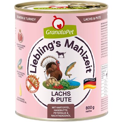 GranataPet Lievelingsmaaltijd Adult Sensitive Vis Hondenvoer Bestel ook natvoer: 6 x 800g Zalm & Kalkoen Aardappelen, Rozebottels GranataPet Lievelingsmaaltijd Adult Sensitive Vis Hondenvoer Bestel ook natvoer: 6 x 800g Zalm & Kalkoen Aardappelen, Rozebottels