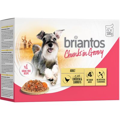 Voordeelpakket Briantos Chunks in Gravy 48 x 100 g - Kip & Wortel Voordeelpakket Briantos Chunks in Gravy 48 x 100 g - Kip & Wortel