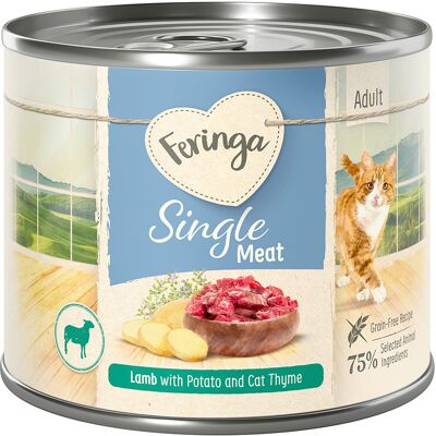 Feringa Single Meat Menu 12 x 200 g Kattenvoer - Lam met Aardappel & Kattengamander Feringa Single Meat Menu 12 x 200 g Kattenvoer - Lam met Aardappel & Kattengamander