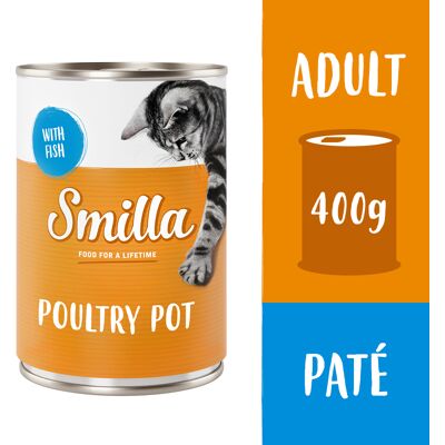 24x400g Gevogelte- en Vispannetje Mals Gevogelte met Vis Smilla Kattenvoer 24x400g Gevogelte- en Vispannetje Mals Gevogelte met Vis Smilla Kattenvoer