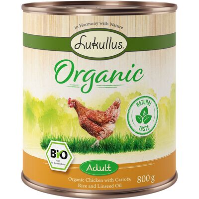 6x800g Lukullus Organic Adult Kip met Wortel Glutenvrij Hondenvoer 6x800g Lukullus Organic Adult Kip met Wortel Glutenvrij Hondenvoer
