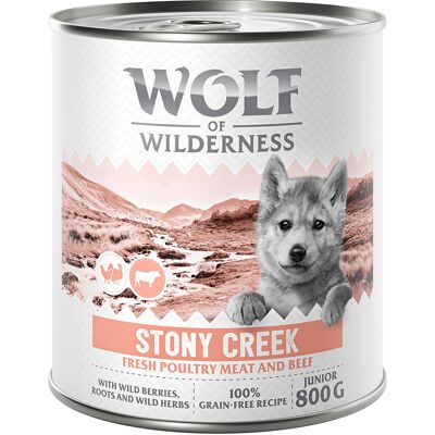 Wolf of Wilderness Junior “Expedition” 6 x 800 g - Stony Creek - Gevogelte met rund Wolf of Wilderness Junior “Expedition” 6 x 800 g - Stony Creek - Gevogelte met rund