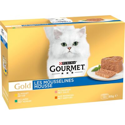 96x85g Konijn/Kip/Zalm/Nieren Gourmet Gold Kattenvoer 96x85g Konijn/Kip/Zalm/Nieren Gourmet Gold Kattenvoer