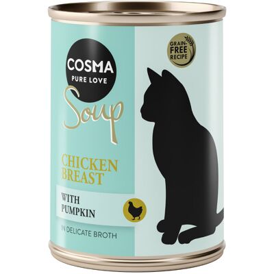 12x100g Soup Kippenborst met Pompoen Cosma Kattenvoer 12x100g Soup Kippenborst met Pompoen Cosma Kattenvoer
