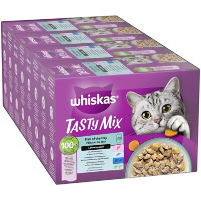 48x85g Fish of the Day in Saus Tasty Mix Whiskas Kattenvoer Portiezakjes 48x85g Fish of the Day in Saus Tasty Mix Whiskas Kattenvoer Portiezakjes