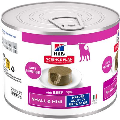 12 x 200 g Hill's Science Plan Mature Small & Mini Mousse rund hondenvoer nat 12 x 200 g Hill's Science Plan Mature Small & Mini Mousse rund hondenvoer nat