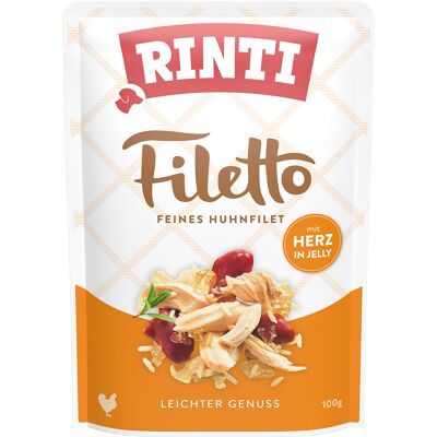 24x 100g RINTI Filetto Pouch in Jelly Kip met Hart natvoer voor honden 24x 100g RINTI Filetto Pouch in Jelly Kip met Hart natvoer voor honden