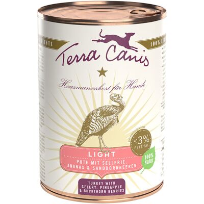 Terra Canis Light 6 x 400 g - Kalkoen met Selderij, Ananas & Duindoornbessen Terra Canis Light 6 x 400 g - Kalkoen met Selderij, Ananas & Duindoornbessen
