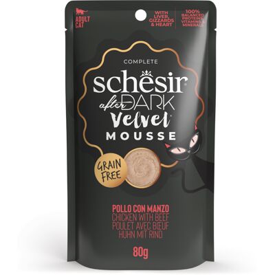 12x80g Schesir After Dark Fluwelen Mousse Kip met Rund nat kattenvoer 12x80g Schesir After Dark Fluwelen Mousse Kip met Rund nat kattenvoer