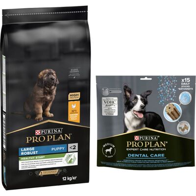 12 kg of 14 kg Pro Plan droogvoer voor honden + 345 g/426 g Pro Plan Dental Care hondensnack gratis! - Large Robust Puppy Healthy Start 12 kg 12 kg of 14 kg Pro Plan droogvoer voor honden + 345 g/426 g Pro Plan Dental Care hondensnack gratis! - Large Robust Puppy Healthy Start 12 kg