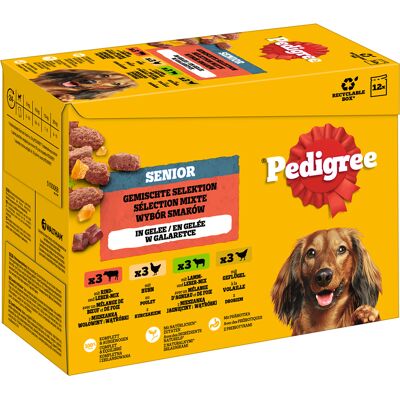 Pedigree Senior Maaltijdzakjes Multipack Natvoer voor Honden - Voordeelpakket: Gemengde selectie in gelei (4 varianten) 48 x 100 g Pedigree Senior Maaltijdzakjes Multipack Natvoer voor Honden - Voordeelpakket: Gemengde selectie in gelei (4 varianten) 48 x 100 g
