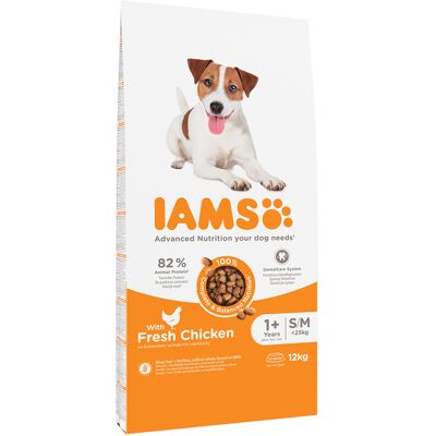 12kg for Vitality Dog Adult Small Medium Kip IAMS Hondenvoer 12kg for Vitality Dog Adult Small Medium Kip IAMS Hondenvoer
