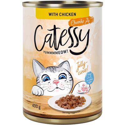 24x400g Hapjes in Saus of Gelei met Kip in Gelei Catessy Kattenvoer 24x400g Hapjes in Saus of Gelei met Kip in Gelei Catessy Kattenvoer