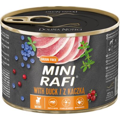 Dubbelpak 24x185g Rafi Mini met eend natvoer voor honden Dubbelpak 24x185g Rafi Mini met eend natvoer voor honden