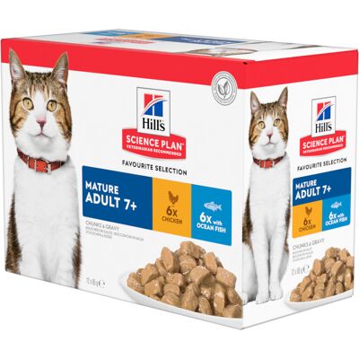 12x85g Mature Adult Vis selectie Hill's Science Plan Kattenvoer 12x85g Mature Adult Vis selectie Hill's Science Plan Kattenvoer