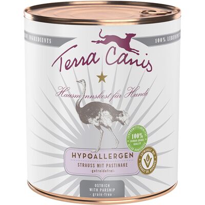 6x800g Hypoallergeen Struisvogel met pastinaak Terra Canis Hondenvoer 6x800g Hypoallergeen Struisvogel met pastinaak Terra Canis Hondenvoer